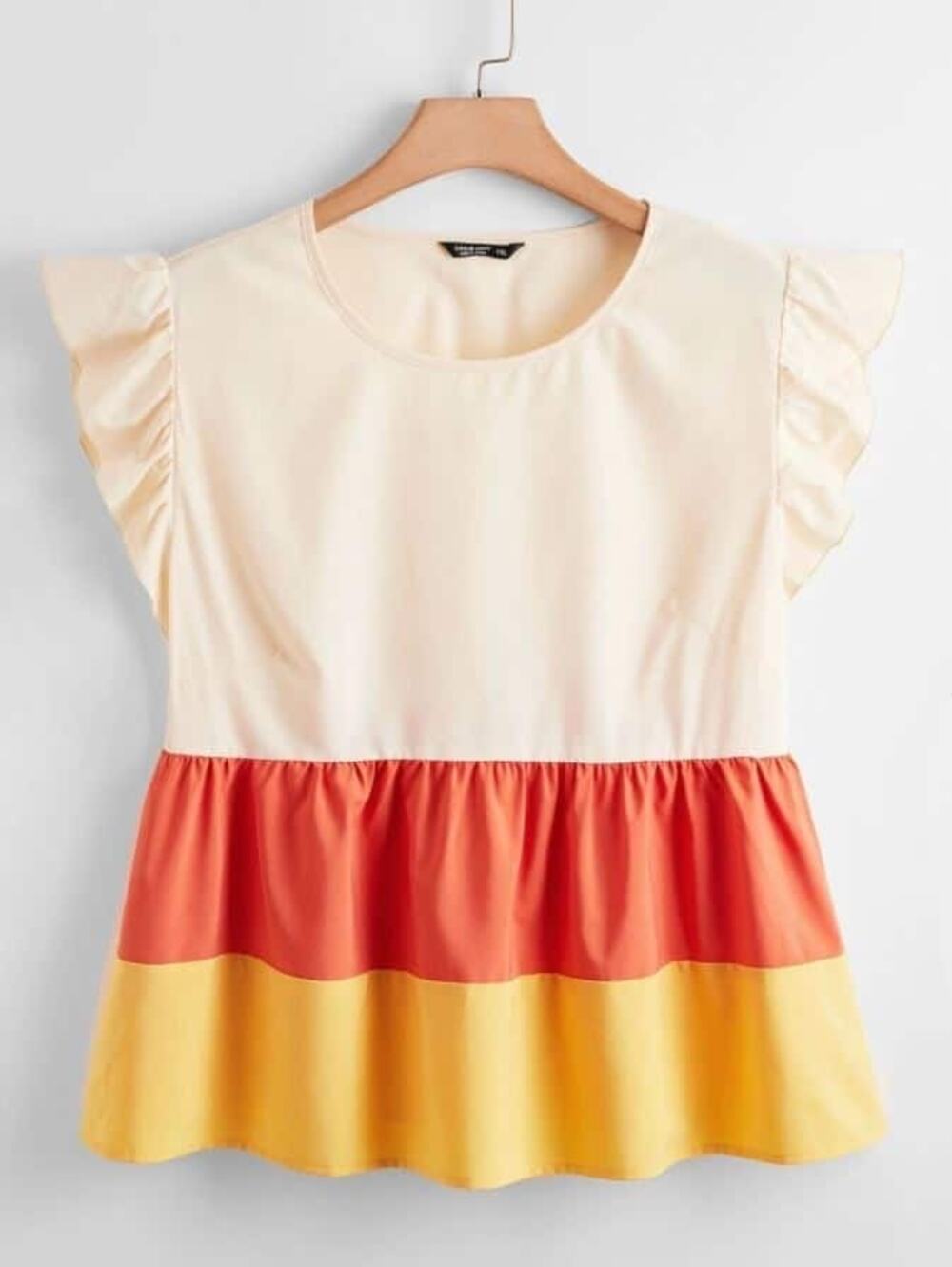 Fall Candy Corn Tiered Ruffle Top EUC 4XL